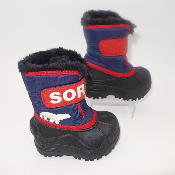 NEW Sorel Snow Commander Winter Boots Blue Red Kids Toddler Size 4 NO BOX - Picture 3 of 8
